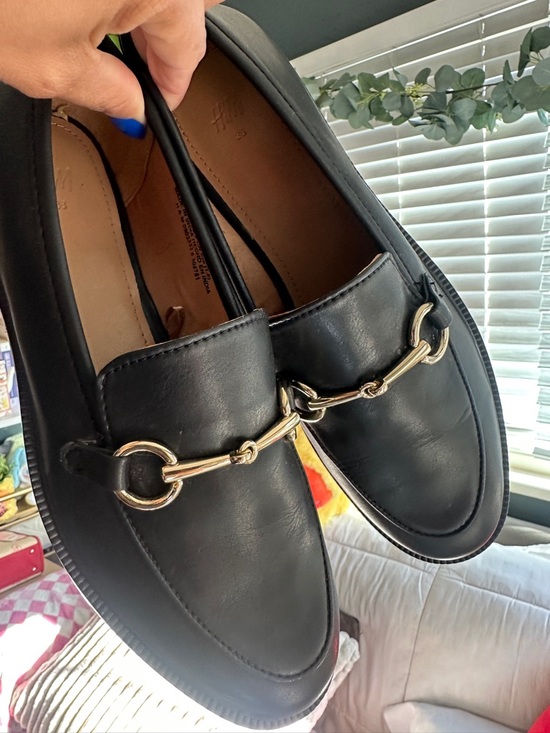 H&M Shoes - H&M Black Leather Bit Loafers with Gold Accent Women